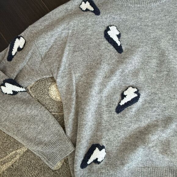 27 Miles Gray Sweater with Lightning Bolt Design, XS - Picture 4 of 6